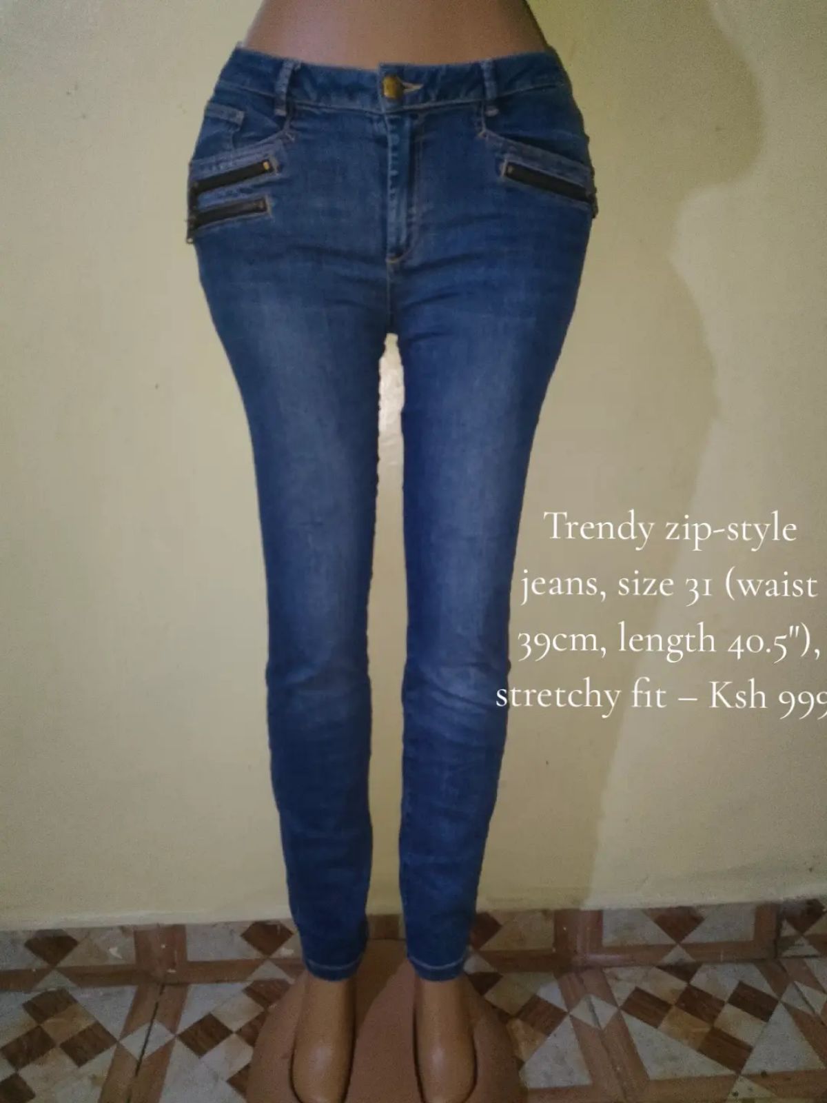 Celana Missguided Blue Jeans Women Trendy Zip-style Jeans, Size 31